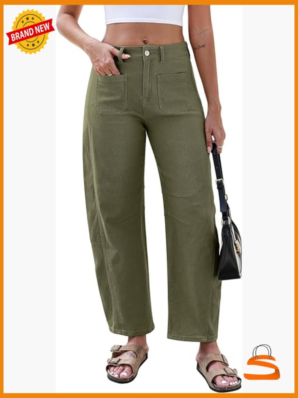 Wide Leg Barrel Pants High Waist Stretchy Baggy Y2K Boyfriend Ankle Trousers